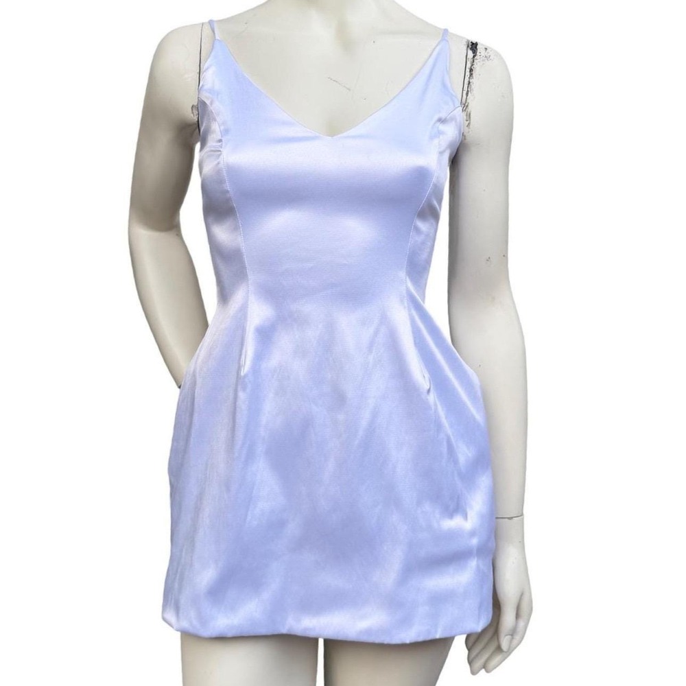 Vintage  Y2K LUX LA Satin Mini Bubble Dress  White Spaghetti Strap Pockets S